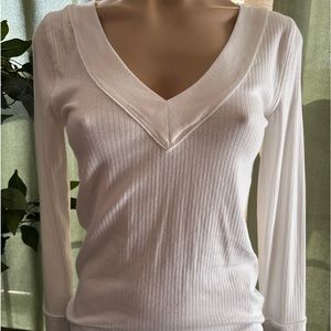 FREE PEOPLE white long sleeve shirt